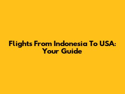 Flights From Indonesia To USA: Your Guide