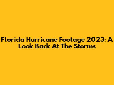 Florida Hurricane Footage 2023: A Look Back At The Storms