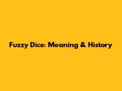 Fuzzy Dice: Meaning & History