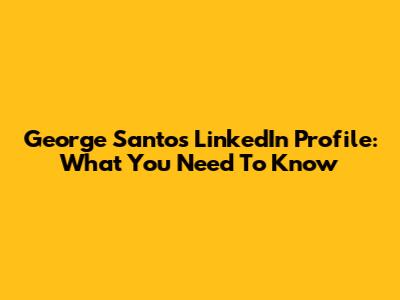 George Santos LinkedIn Profile: What You Need To Know