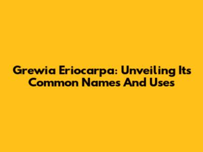 Grewia Eriocarpa: Unveiling Its Common Names And Uses
