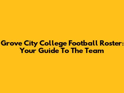 Grove City College Football Roster: Your Guide To The Team