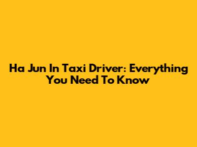 Ha Jun In Taxi Driver: Everything You Need To Know