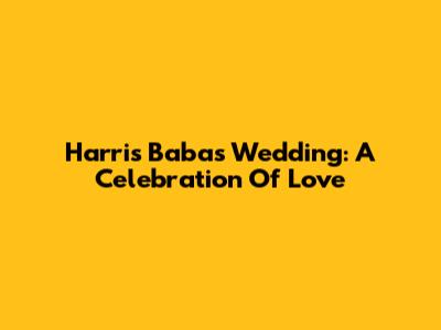 Harris Baba's Wedding: A Celebration Of Love