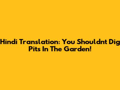 Hindi Translation: You Shouldn't Dig Pits In The Garden!
