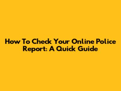 How To Check Your Online Police Report: A Quick Guide