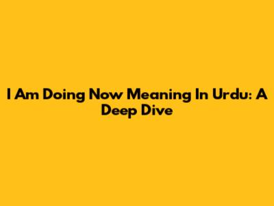 I Am Doing Now Meaning In Urdu: A Deep Dive