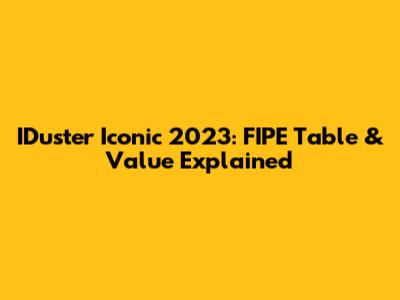 IDuster Iconic 2023: FIPE Table & Value Explained