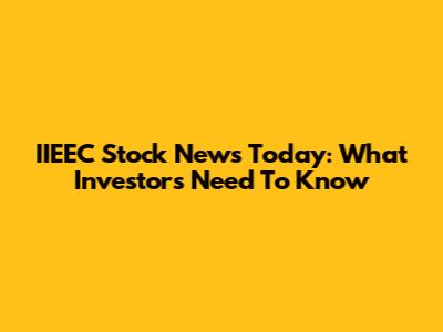IIEEC Stock News Today: What Investors Need To Know