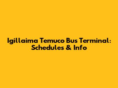 Igillaima Temuco Bus Terminal: Schedules & Info