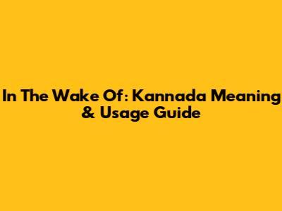 In The Wake Of: Kannada Meaning & Usage Guide