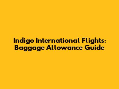 Indigo International Flights: Baggage Allowance Guide