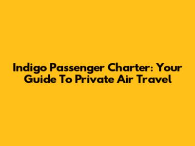 Indigo Passenger Charter: Your Guide To Private Air Travel