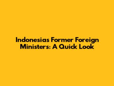Indonesia's Former Foreign Ministers: A Quick Look