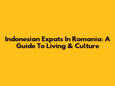 Indonesian Expats In Romania: A Guide To Living & Culture