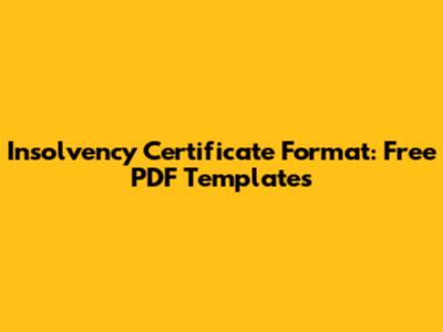 Insolvency Certificate Format: Free PDF Templates