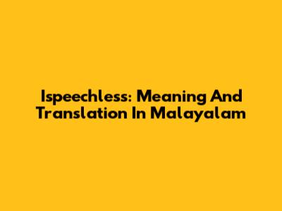 Ispeechless: Meaning And Translation In Malayalam
