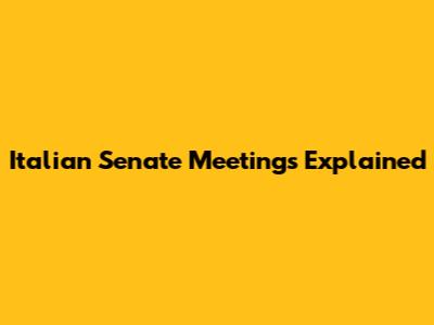 Italian Senate Meetings Explained
