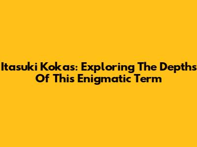 Itasuki Kokas: Exploring The Depths Of This Enigmatic Term