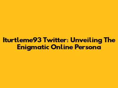 Iturtleme93 Twitter: Unveiling The Enigmatic Online Persona