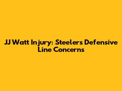JJ Watt Injury: Steelers Defensive Line Concerns