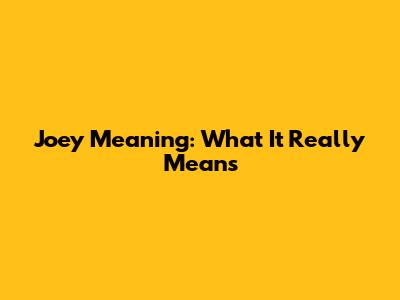 Joey Meaning: What It Really Means