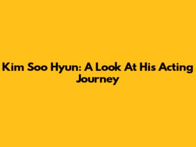 Kim Soo Hyun: A Look At His Acting Journey