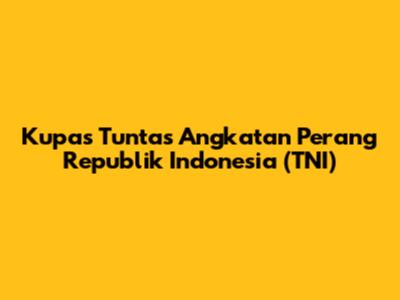 Kupas Tuntas Angkatan Perang Republik Indonesia (TNI)