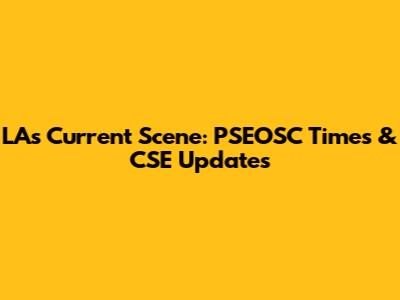 LA's Current Scene: PSEOSC Times & CSE Updates