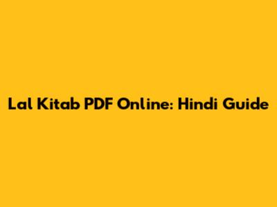 Lal Kitab PDF Online: Hindi Guide