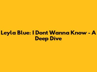 Leyla Blue: I Don't Wanna Know - A Deep Dive