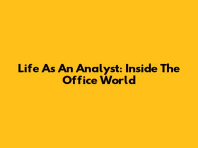 Life As An Analyst: Inside The Office World