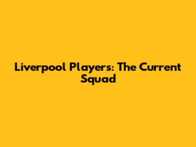 Liverpool Players: The Current Squad