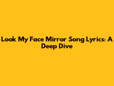 Look My Face Mirror Song Lyrics: A Deep Dive
