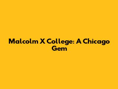 Malcolm X College: A Chicago Gem