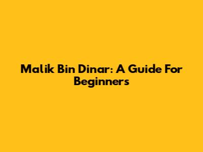Malik Bin Dinar: A Guide For Beginners