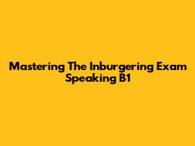 Mastering The Inburgering Exam Speaking B1