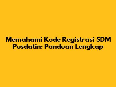 Memahami Kode Registrasi SDM Pusdatin: Panduan Lengkap