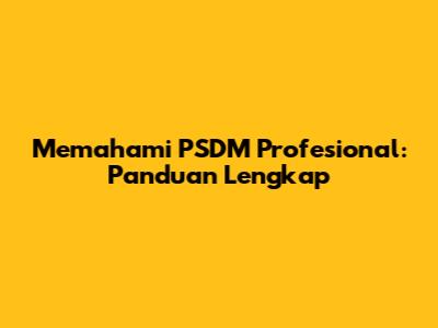 Memahami PSDM Profesional: Panduan Lengkap