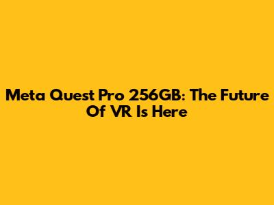 Meta Quest Pro 256GB: The Future Of VR Is Here