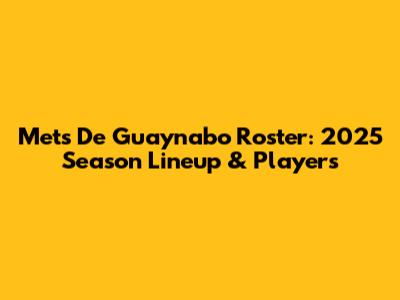 Mets De Guaynabo Roster: 2025 Season Lineup & Players
