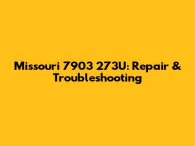 Missouri 7903 273U: Repair & Troubleshooting