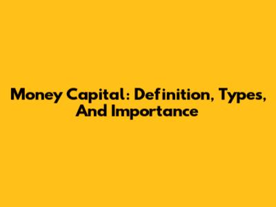 Money Capital: Definition, Types, And Importance