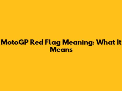 MotoGP Red Flag Meaning: What It Means