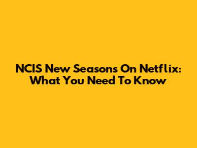 NCIS New Seasons On Netflix: What You Need To Know