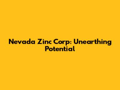 Nevada Zinc Corp: Unearthing Potential
