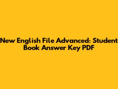New English File Advanced: Student Book Answer Key PDF