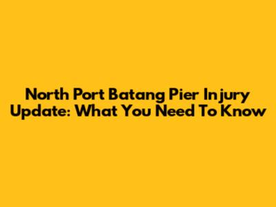 North Port Batang Pier Injury Update: What You Need To Know