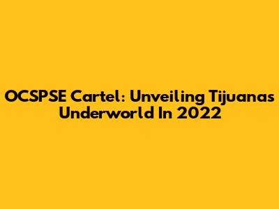 OCSPSE Cartel: Unveiling Tijuana's Underworld In 2022