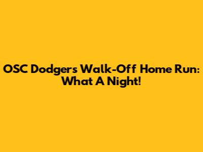 OSC Dodgers' Walk-Off Home Run: What A Night!